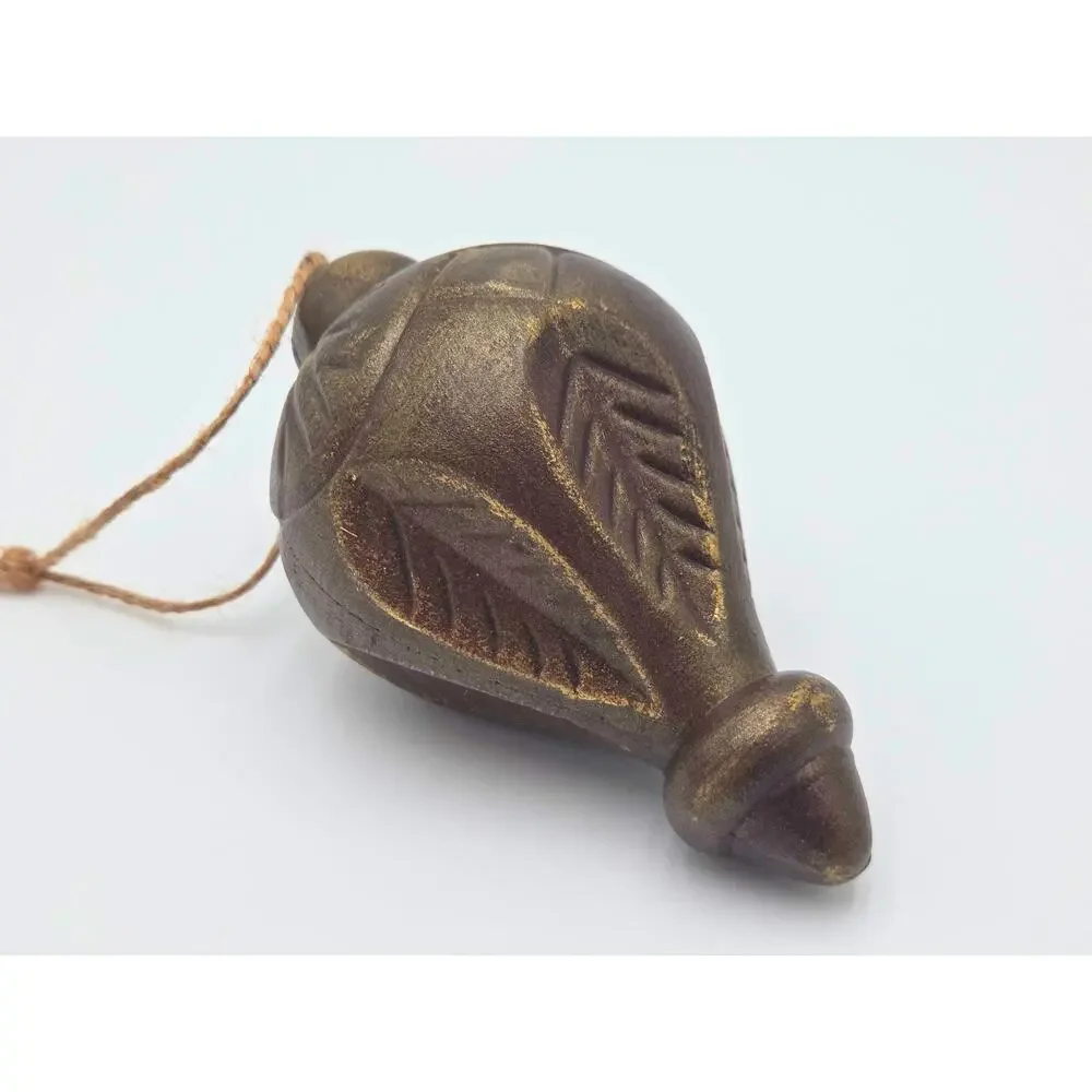 Upcycled Carved Ornament – Rustic Vintage‑Style Decor, Bronze Christmas Accent